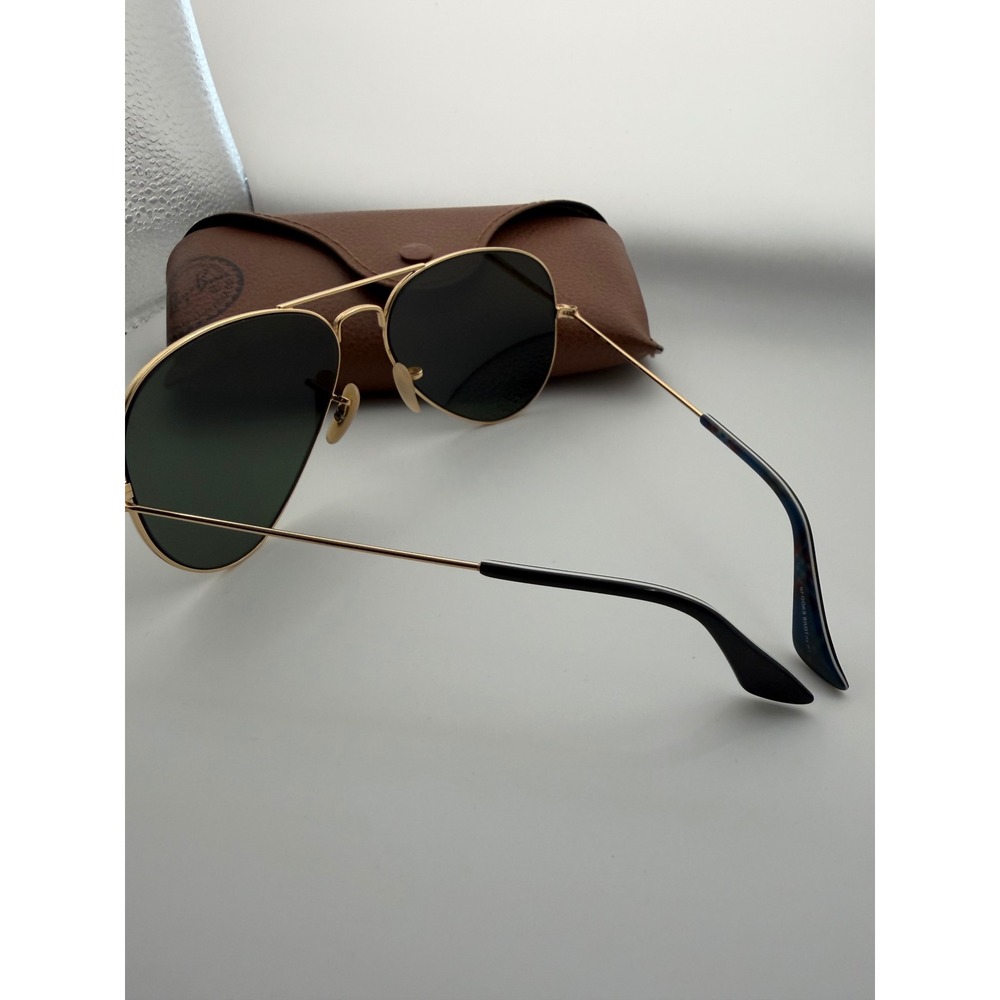 Ray-Ban Aviator Gold Green Classic G-15 Sunglasses RB3025 with Case - Picture 3 of 6